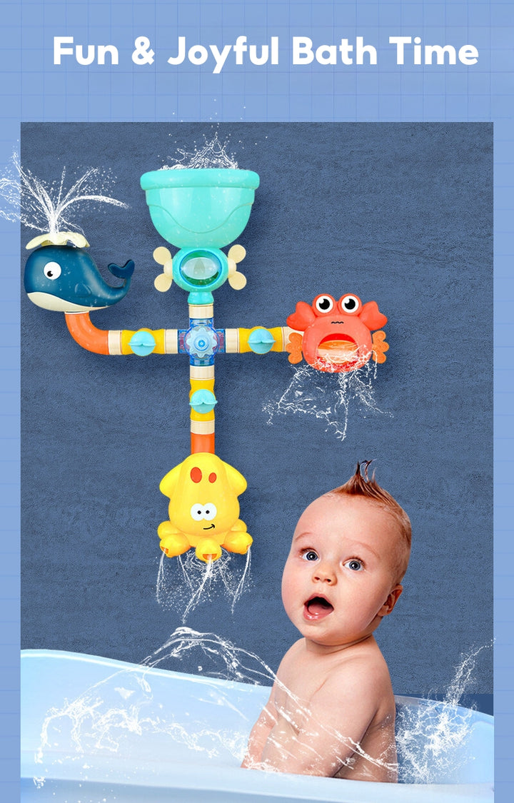 Baby Toddler Kids Wall Bathtub Mounted Whale Crab Giraffe Bath Toy Set w Suction Cups 3 Years + - quixoticmuses