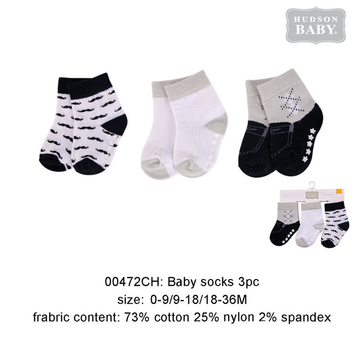 Hudson Baby Socks 3 Pairs Pack Anti-slip - quixoticmuses