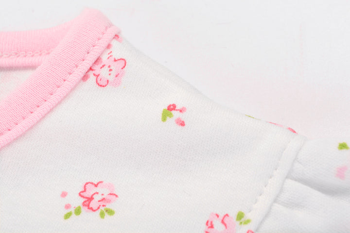 Baby Girl Romper Rose Prints w Embroidered Pink Whale - quixoticmuses