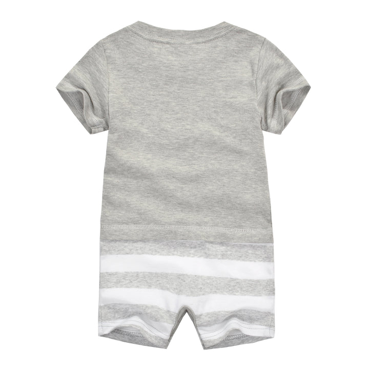 Baby Boy Grey Romper w Embroidered Cow - quixoticmuses