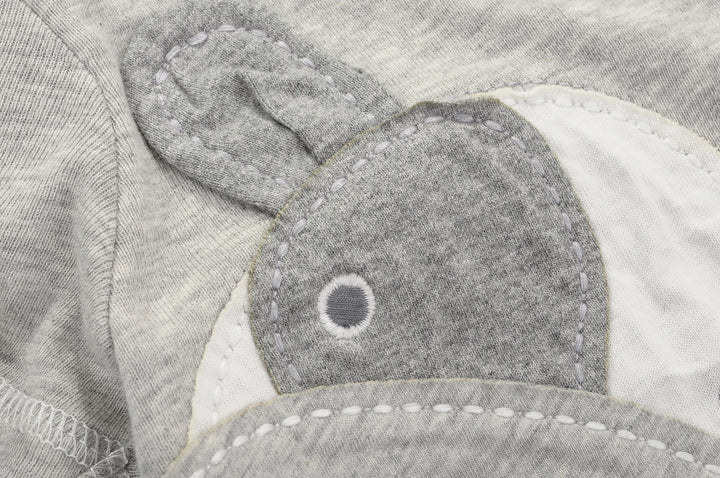 Baby Boy Grey Romper w Embroidered Cow - quixoticmuses