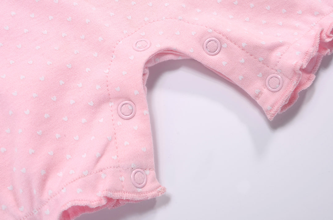 Baby Girl Romper Pink w Embroidered Rabbits - quixoticmuses