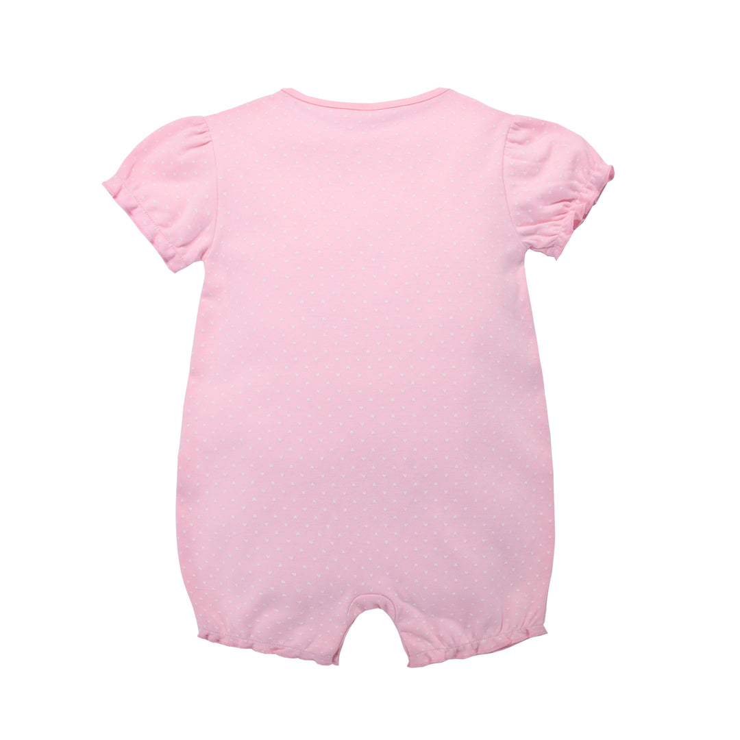 Baby Girl Romper Pink w Embroidered Rabbits - quixoticmuses