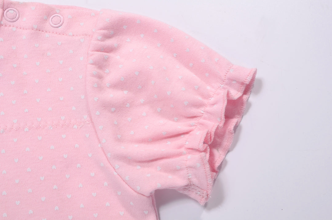 Baby Girl Romper Pink w Embroidered Rabbits - quixoticmuses