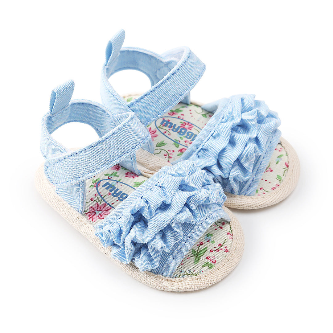 Baby Girl Ruffled Floral Sandals Magic Tape - quixoticmuses