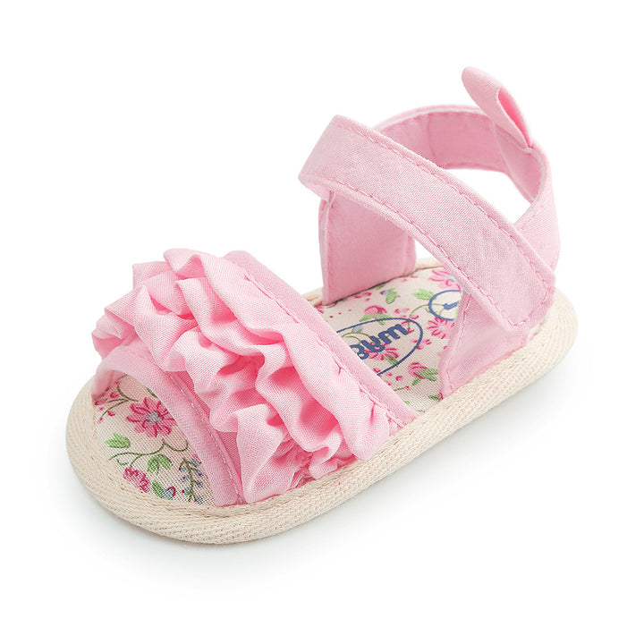 Baby Girl Ruffled Floral Sandals Magic Tape - quixoticmuses