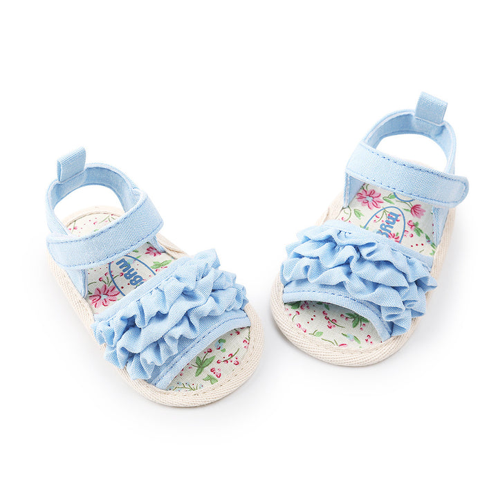 Baby Girl Ruffled Floral Sandals Magic Tape - quixoticmuses