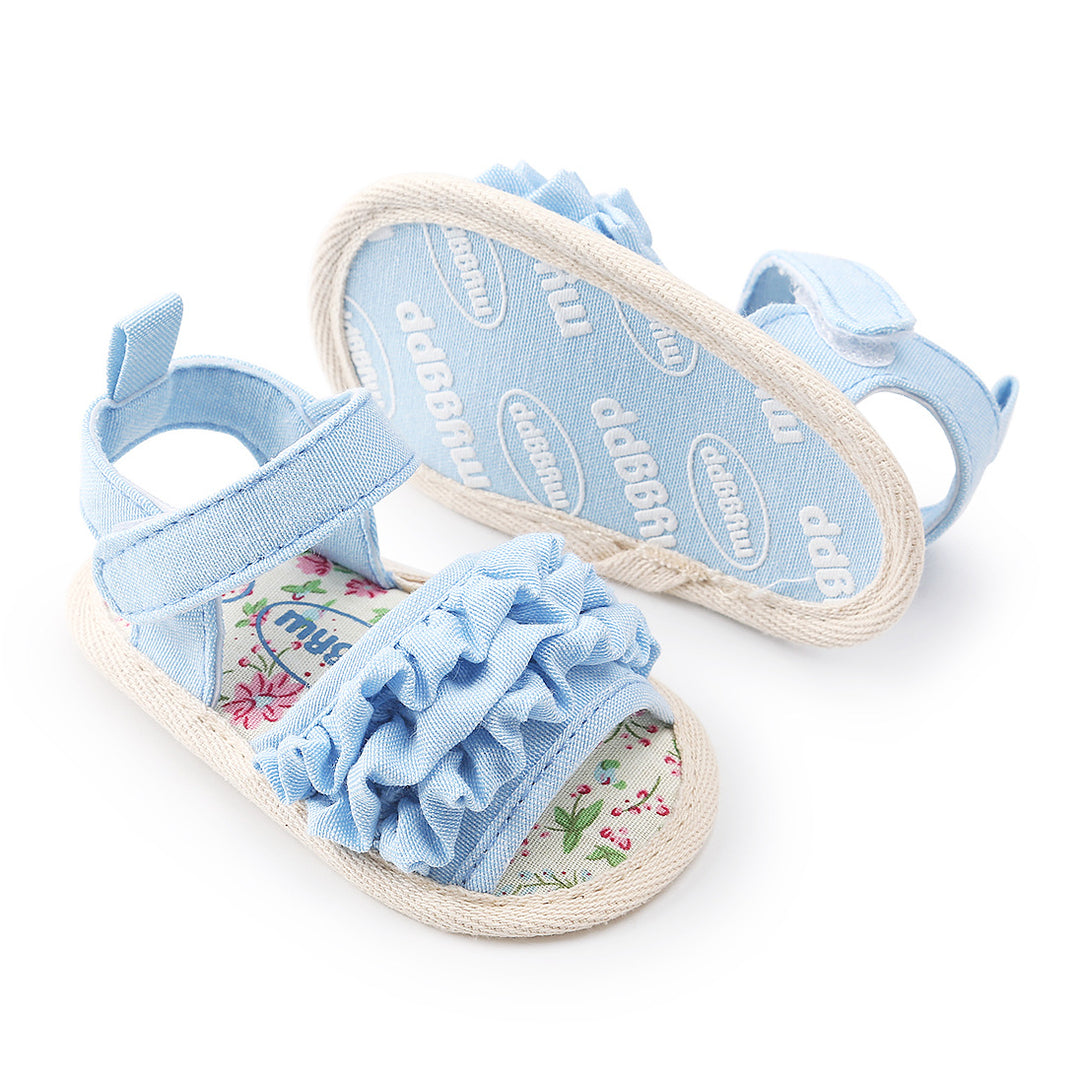 Baby Girl Ruffled Floral Sandals Magic Tape - quixoticmuses