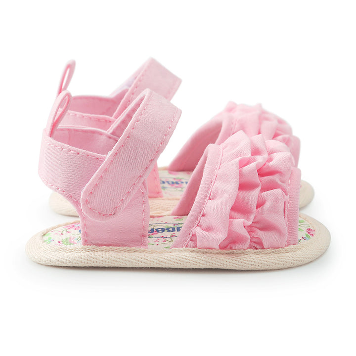 Baby Girl Ruffled Floral Sandals Magic Tape - quixoticmuses