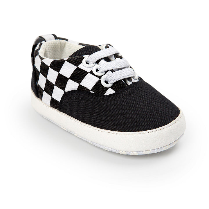 Baby Boy Denim Checker Block Canvas Shoes Sneaker - quixoticmuses