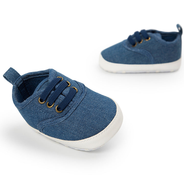 Baby Boy Denim Checker Block Canvas Shoes Sneaker - quixoticmuses