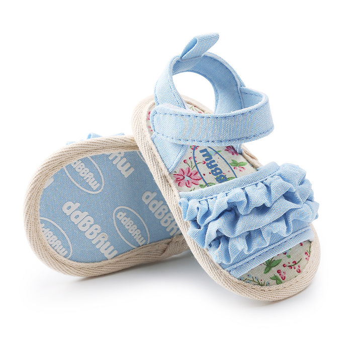 Baby Girl Ruffled Floral Sandals Magic Tape - quixoticmuses