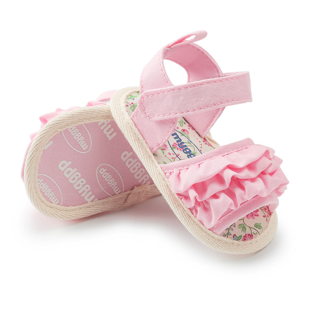 Baby Girl Ruffled Floral Sandals Magic Tape - quixoticmuses