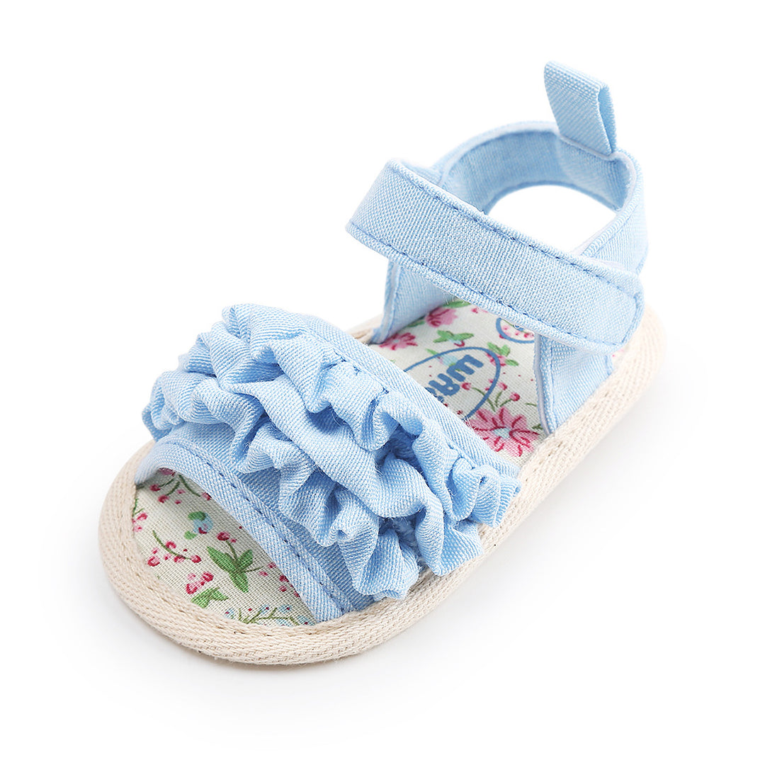 Baby Girl Ruffled Floral Sandals Magic Tape - quixoticmuses