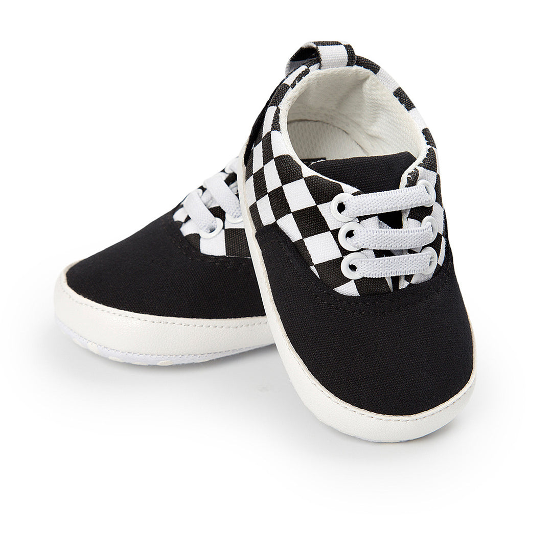 Baby Boy Denim Checker Block Canvas Shoes Sneaker - quixoticmuses