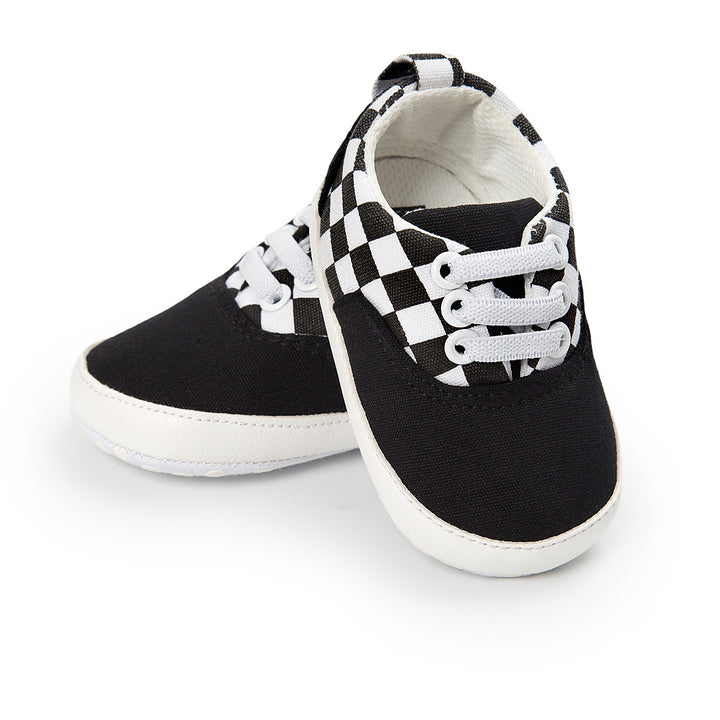 Baby Boy Denim Checker Block Canvas Shoes Sneaker - quixoticmuses