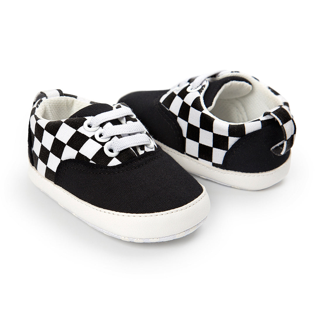 Baby Boy Denim Checker Block Canvas Shoes Sneaker - quixoticmuses