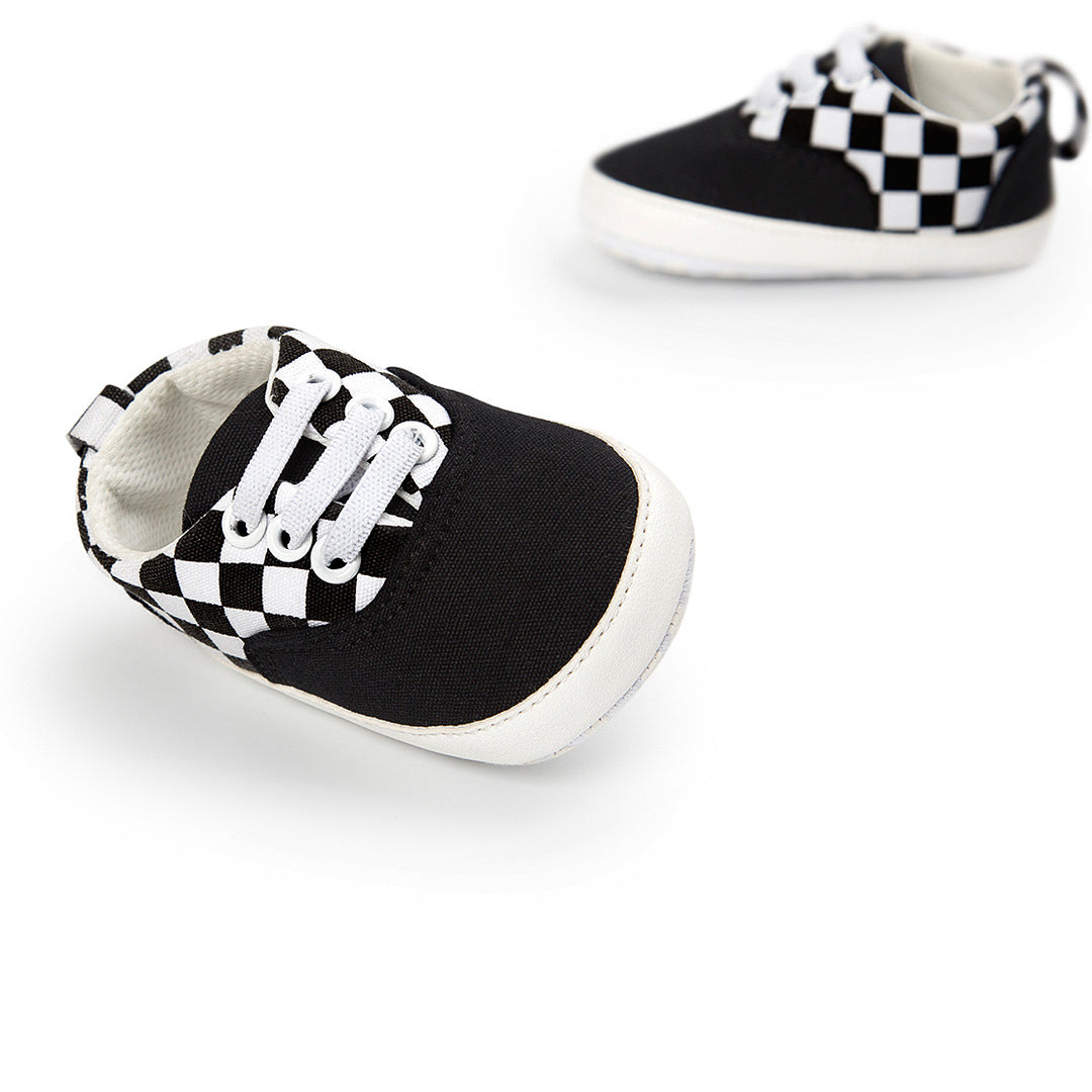 Baby Boy Denim Checker Block Canvas Shoes Sneaker - quixoticmuses