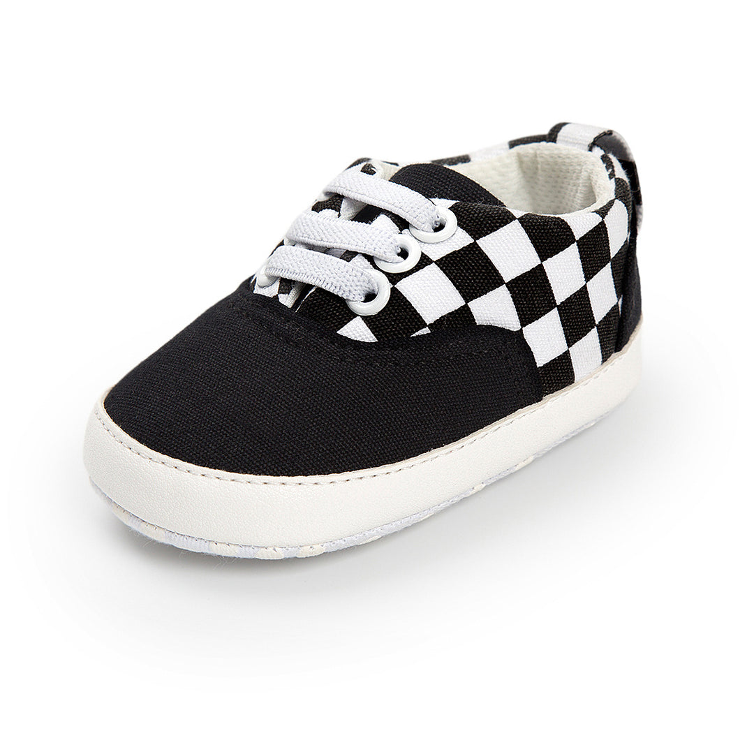 Baby Boy Denim Checker Block Canvas Shoes Sneaker - quixoticmuses