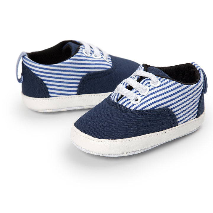 Baby Boy Denim Checker Block Canvas Shoes Sneaker - quixoticmuses