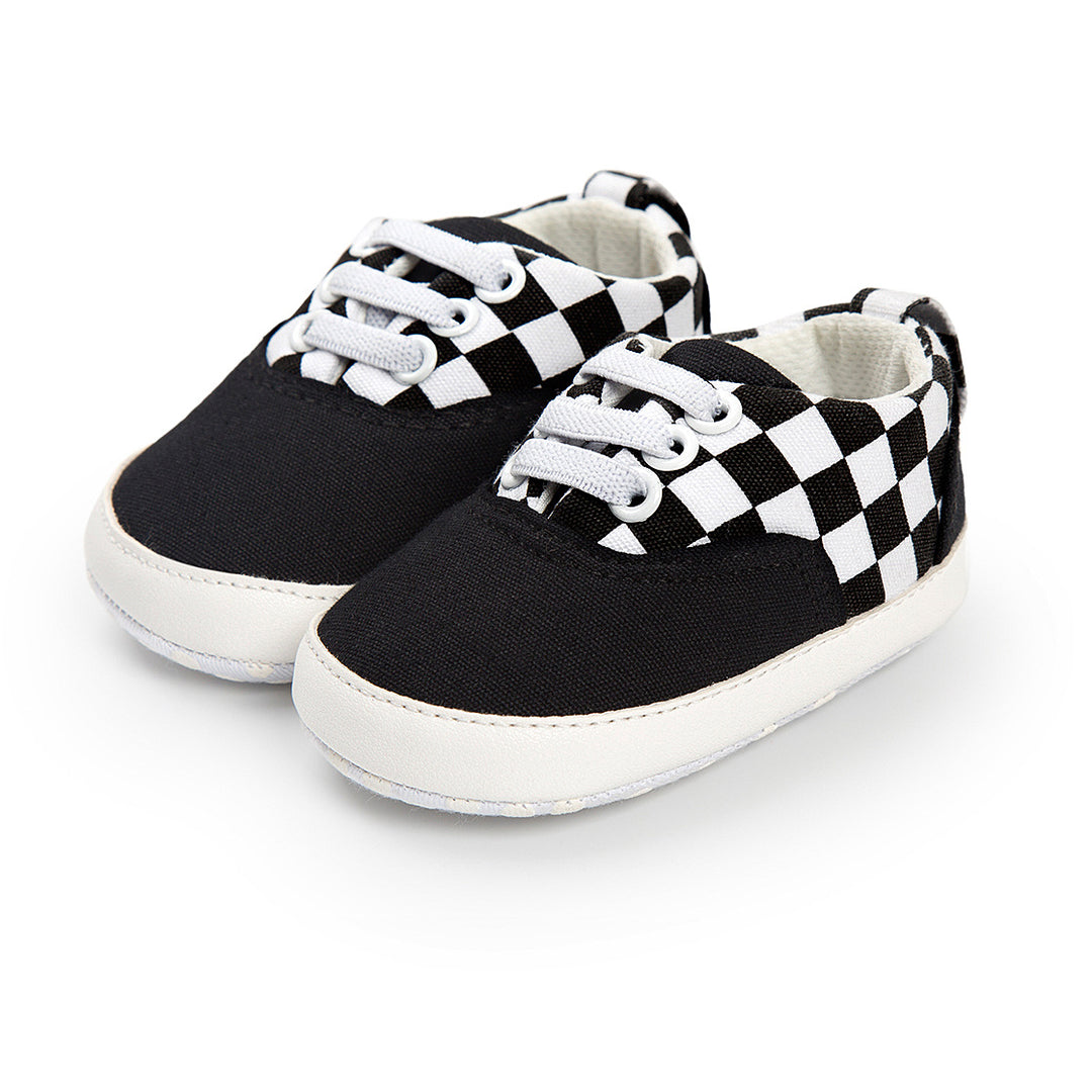 Baby Boy Denim Checker Block Canvas Shoes Sneaker - quixoticmuses