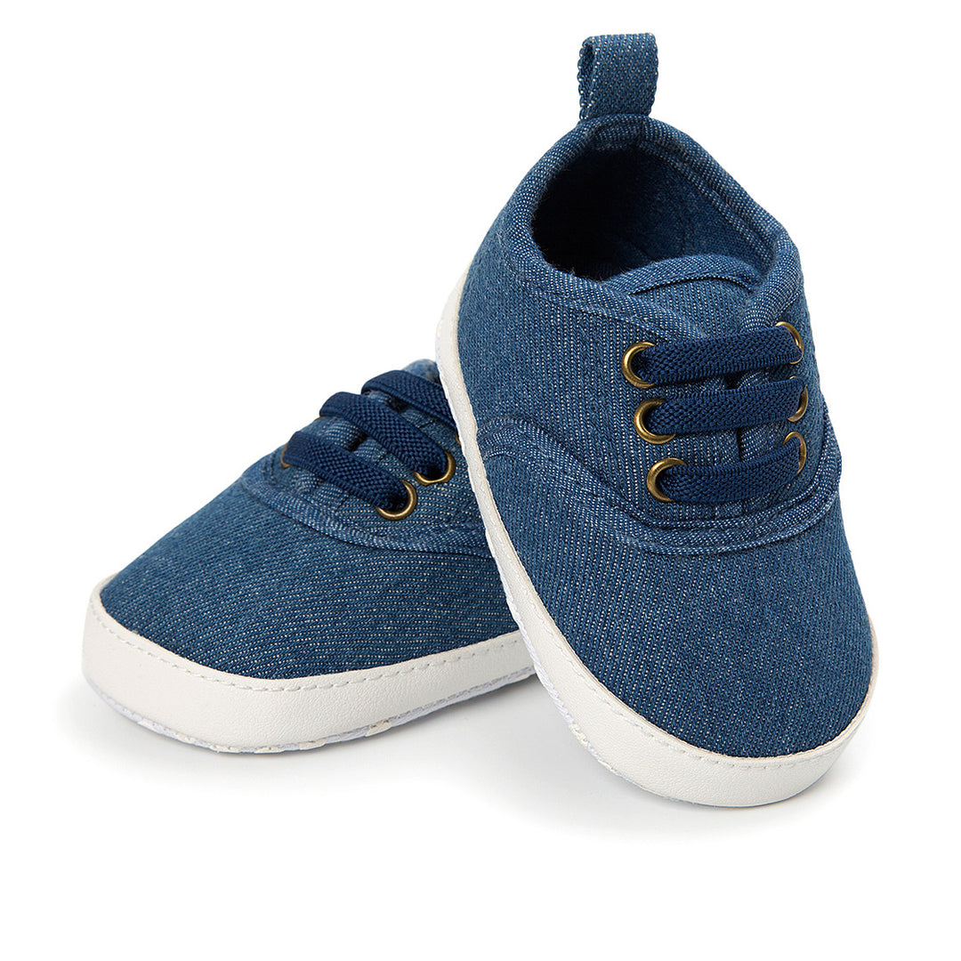 Baby Boy Denim Checker Block Canvas Shoes Sneaker - quixoticmuses