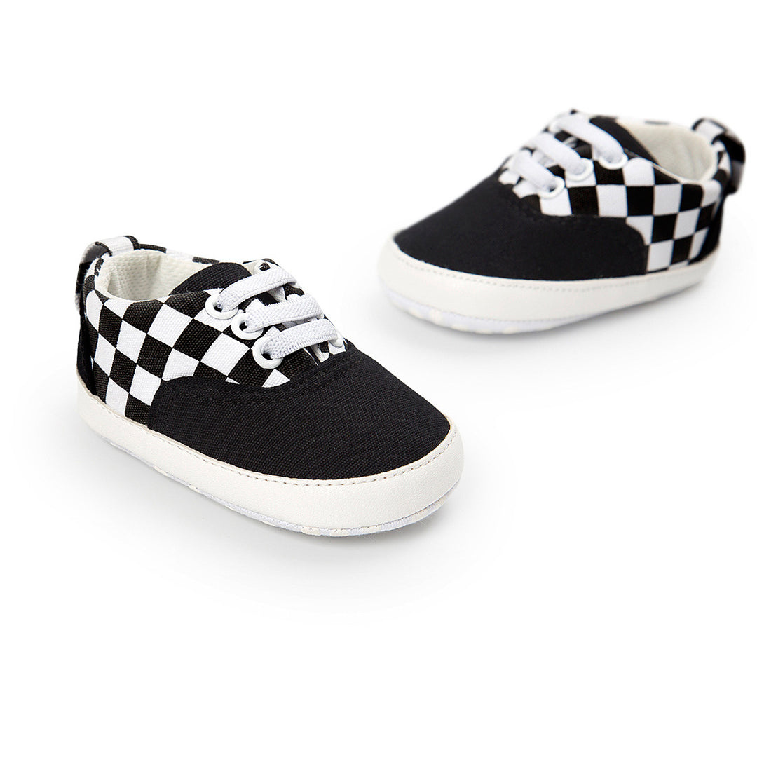 Baby Boy Denim Checker Block Canvas Shoes Sneaker - quixoticmuses