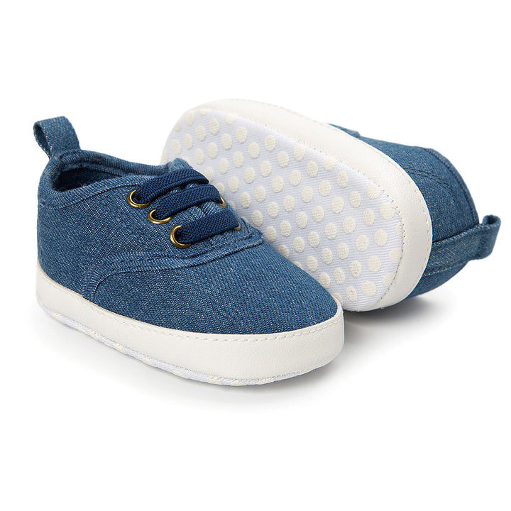 Baby Boy Denim Checker Block Canvas Shoes Sneaker - quixoticmuses