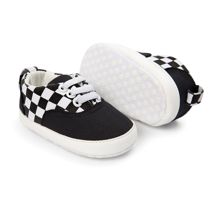 Baby Boy Denim Checker Block Canvas Shoes Sneaker - quixoticmuses