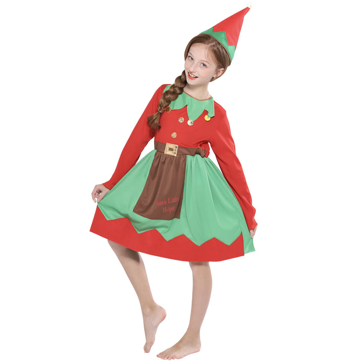 Kids Christmas Outfit Christmas Elf Red n Green Dress Set - quixoticmuses