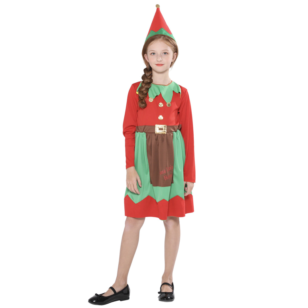 Kids Christmas Outfit Christmas Elf Red n Green Dress Set - quixoticmuses