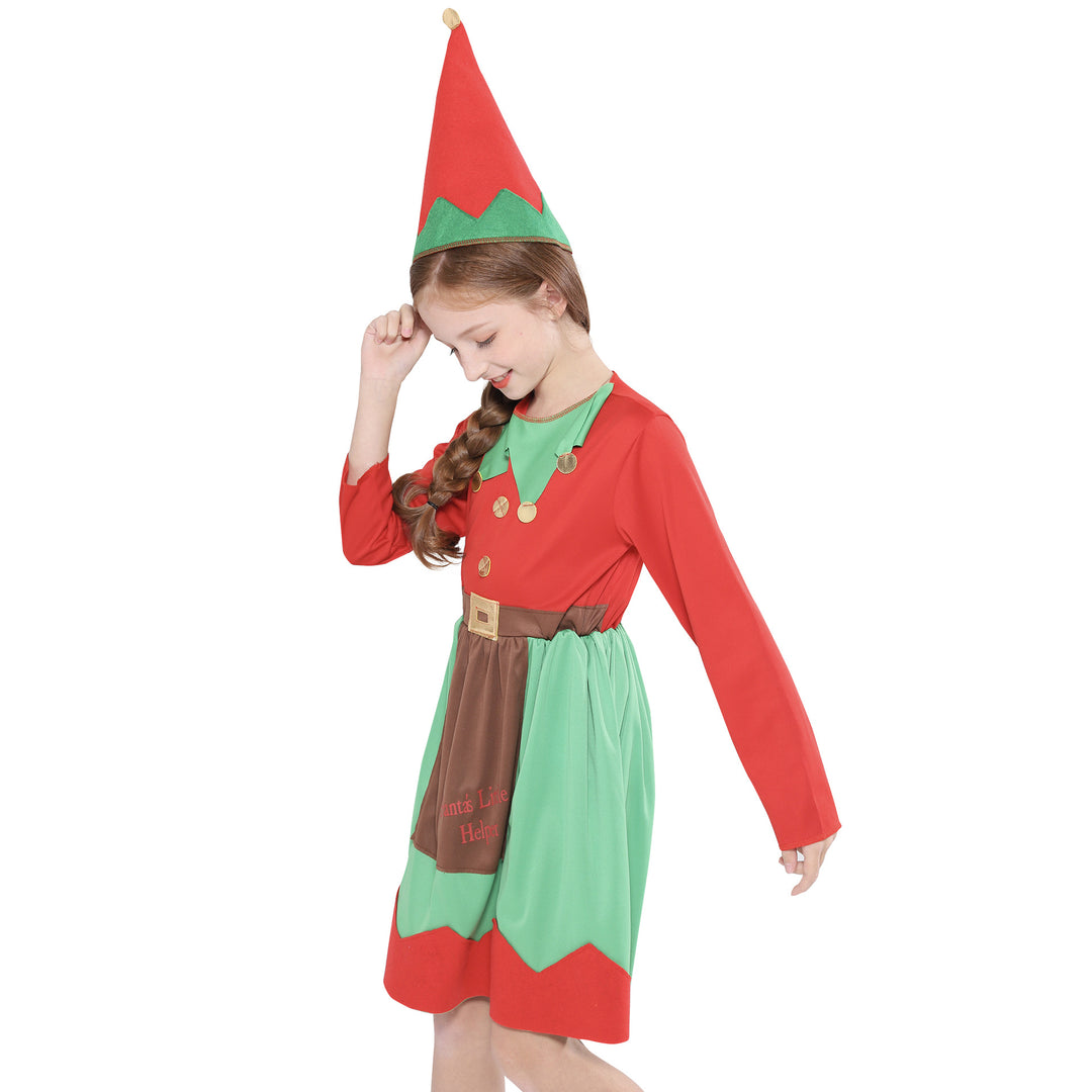 Kids Christmas Outfit Christmas Elf Red n Green Dress Set - quixoticmuses