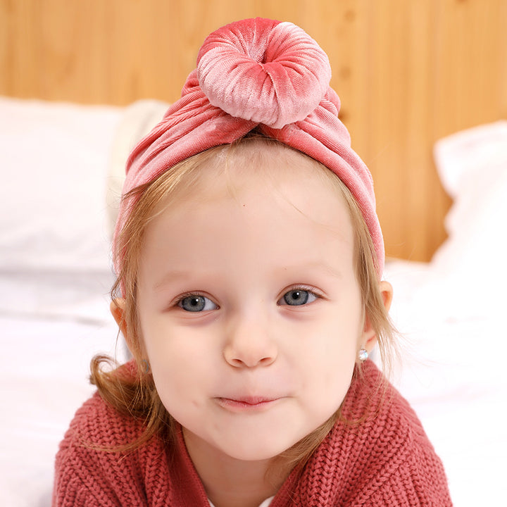 Baby Girl's Velour Turban Hat w Donut - 0816 - quixoticmuses