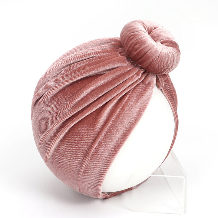 Baby Girl's Velour Turban Hat w Donut - 0816 - quixoticmuses