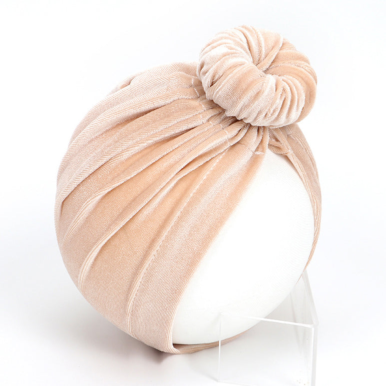 Baby Girl's Velour Turban Hat w Donut - 0816 - quixoticmuses