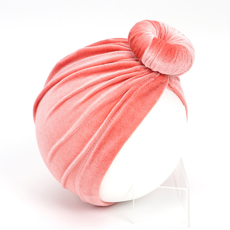 Baby Girl's Velour Turban Hat w Donut - 0816 - quixoticmuses