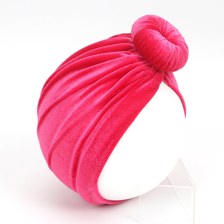 Baby Girl's Velour Turban Hat w Donut - 0816 - quixoticmuses