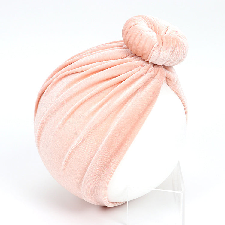 Baby Girl's Velour Turban Hat w Donut - 0816 - quixoticmuses