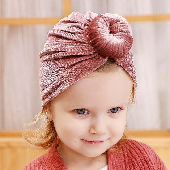 Baby Girl's Velour Turban Hat w Donut - 0816 - quixoticmuses