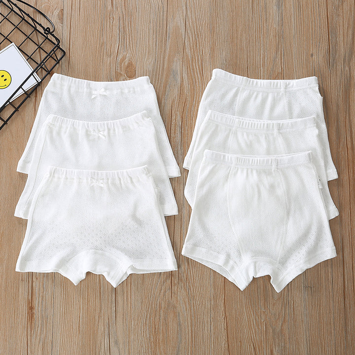 Baby Kid Girls Net Cotton Plain White Trunk Boxer Brief Underwear 2 Pack - quixoticmuses