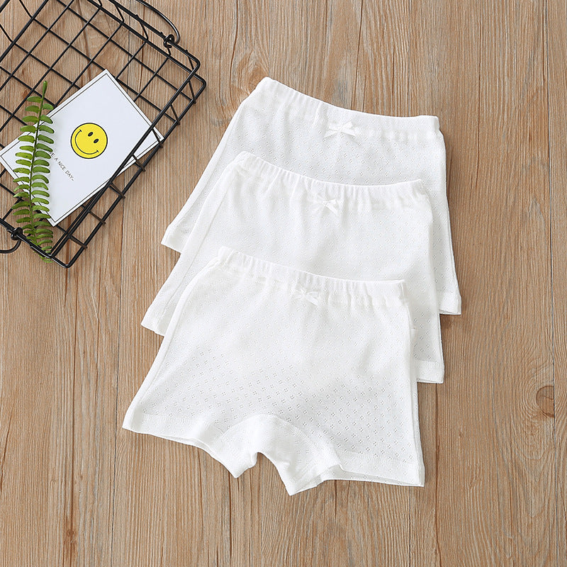 Baby Kid Girls Net Cotton Plain White Trunk Boxer Brief Underwear 2 Pack - quixoticmuses