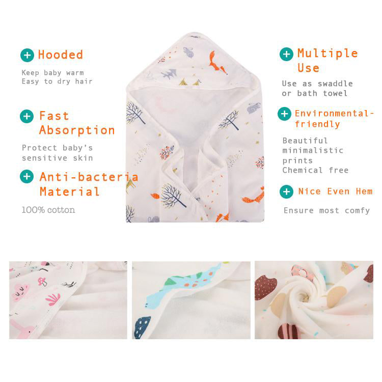 Bebe Comfort Baby Muslin Hooded Swaddle Blanket 76 x 76cm BC51511 - quixoticmuses