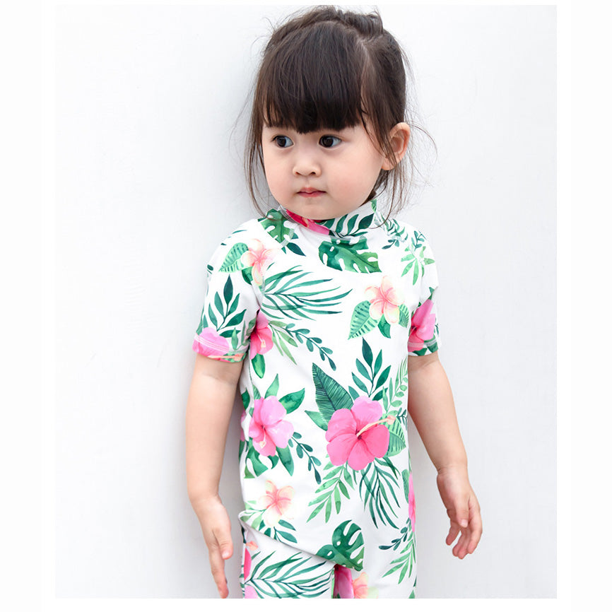 Baby Kids Boy Girl's Printed One Piece Swimming Suit n Free Cap 718156-10 Pineapple - quixoticmuses