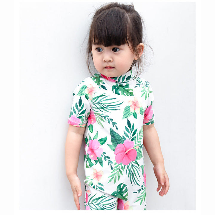 Baby Kids Boy Girl's Printed One Piece Swimming Suit n Free Cap 718156-08 Cactus - quixoticmuses