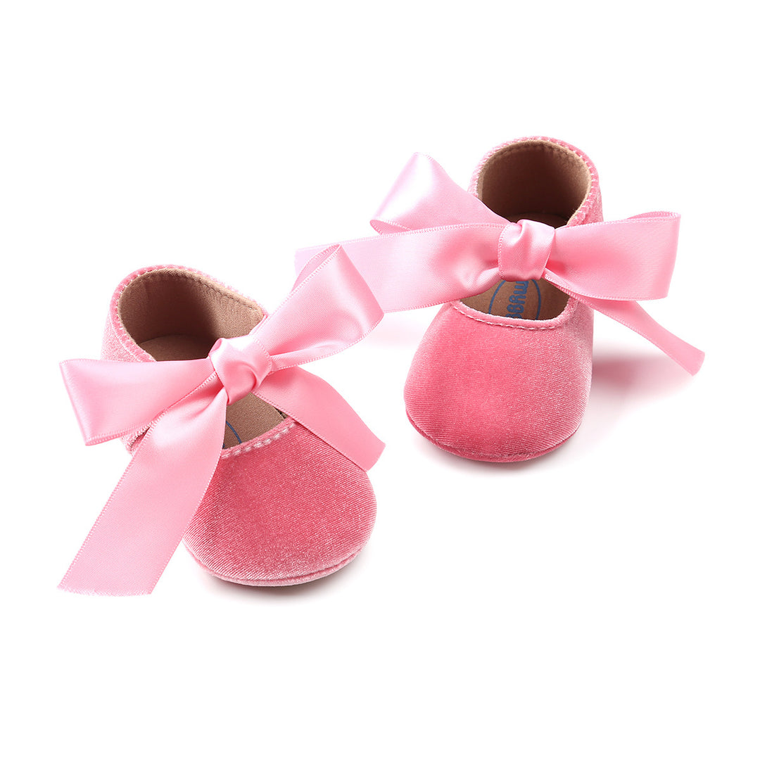 Baby Girl Anti-slip Velvet Flats Adjustable Bowtie - 0912 - quixoticmuses