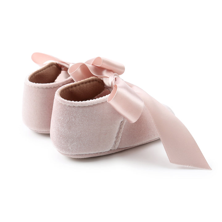 Baby Girl Anti-slip Velvet Flats Adjustable Bowtie - 0912 - quixoticmuses