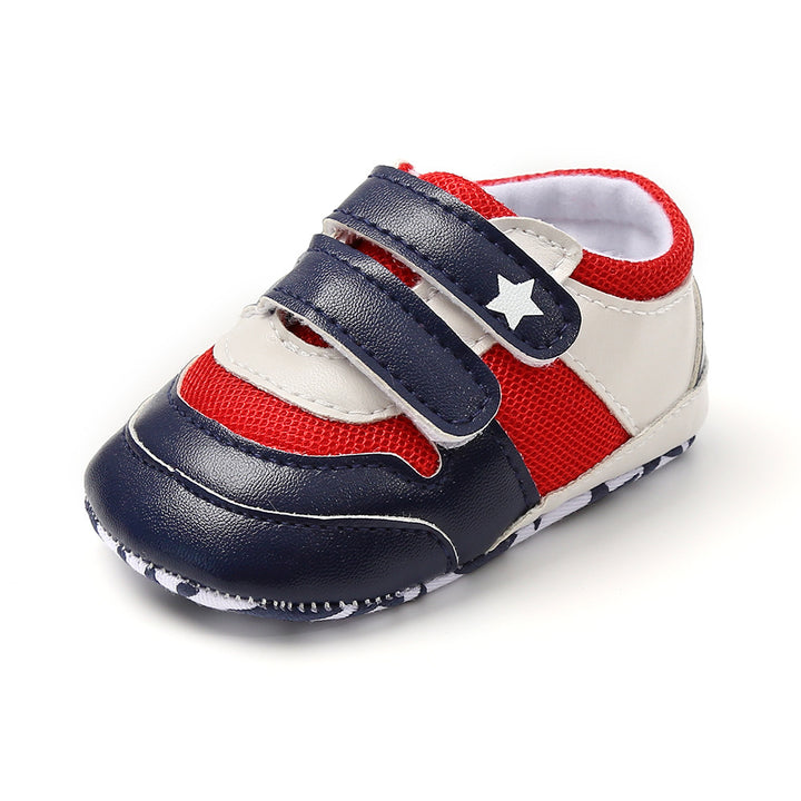 Baby Boy Splicing Color PU Leather Magic Tape Sneakers - quixoticmuses