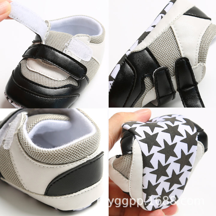 Baby Boy Splicing Color PU Leather Magic Tape Sneakers - quixoticmuses