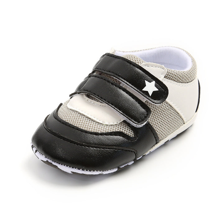 Baby Boy Splicing Color PU Leather Magic Tape Sneakers - quixoticmuses