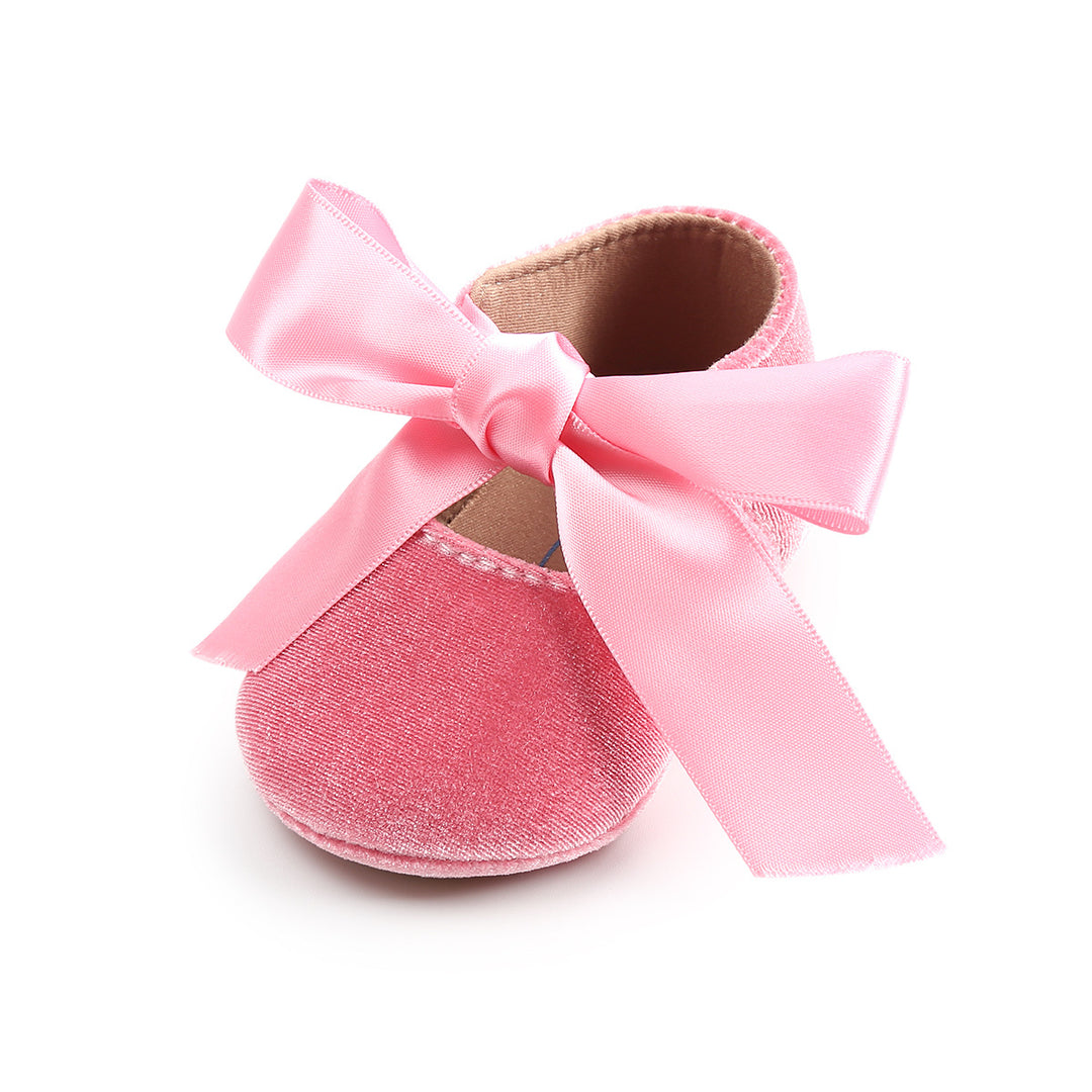 Baby Girl Anti-slip Velvet Flats Adjustable Bowtie - 0912 - quixoticmuses